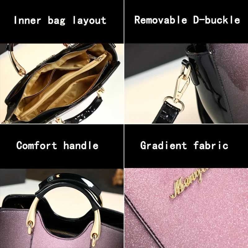 Stylish mom handbag shoulder bag patent leather gradient middle-aged lady bag cross-body bag handbags K251110