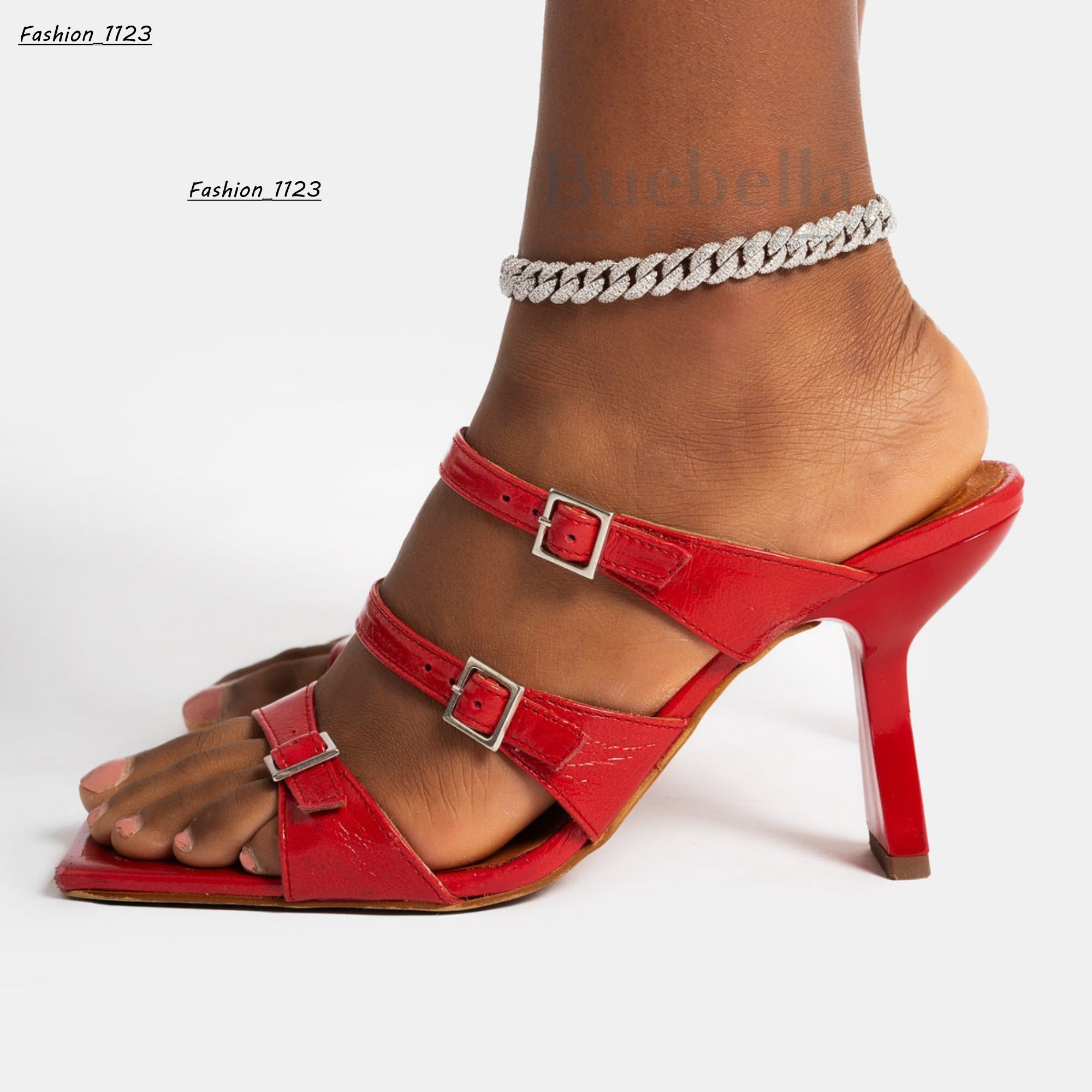 14k White Gold Plated Round Cut Moissanite Diamond 85mm Diamond Cuban Anklet for Women Elegant Fine Jewelry