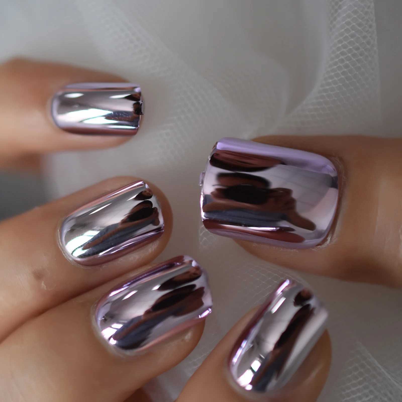 Square chrome plated medium-sized press nail 202 full cover nail tip nail art product W250410