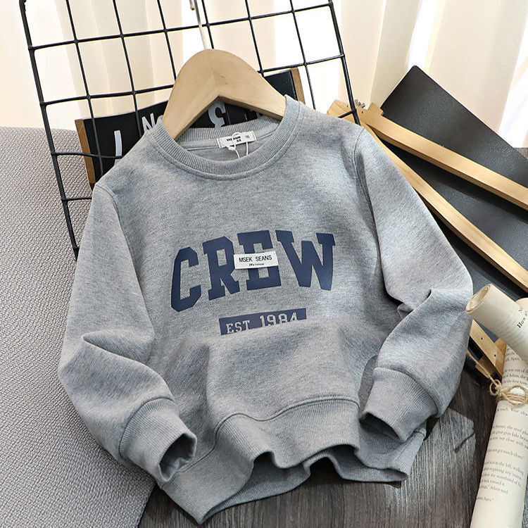 GS- Ddmyshoesvip Cotton Clothing Boys Letter Printed Hoodie Large Children S Loose Versatile Casual Western Style T Shirt Spring And Autumn Thin Top