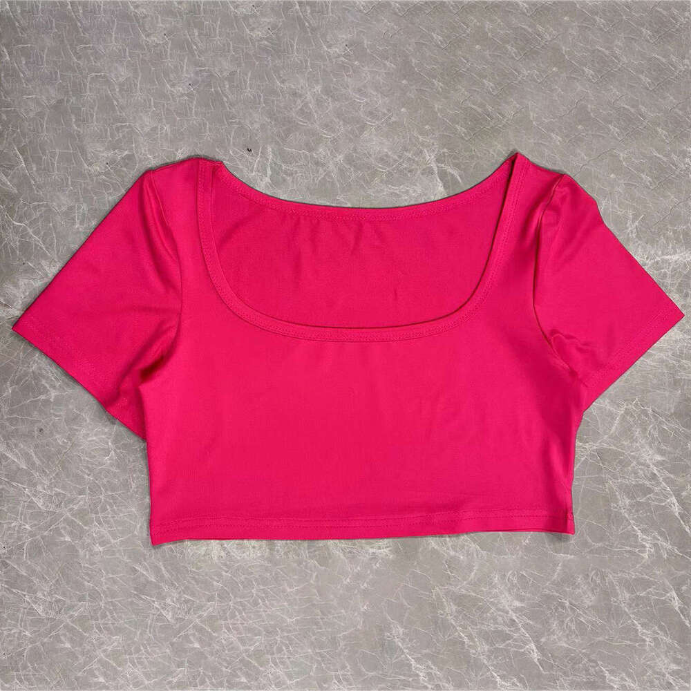 2024 New Cross-Border European and American Women's Fashion Sports Casual Cropped Knitted High Elastic Long Sleeve T-Shirt Top