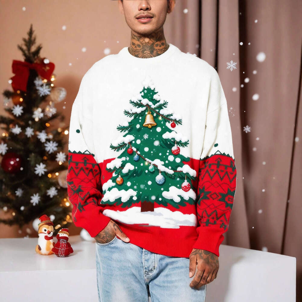 New European and American Cross-Border Christmas Elements Digital 3D Print Men's Crew Neck Casual Fashion Sports Sweatshirt