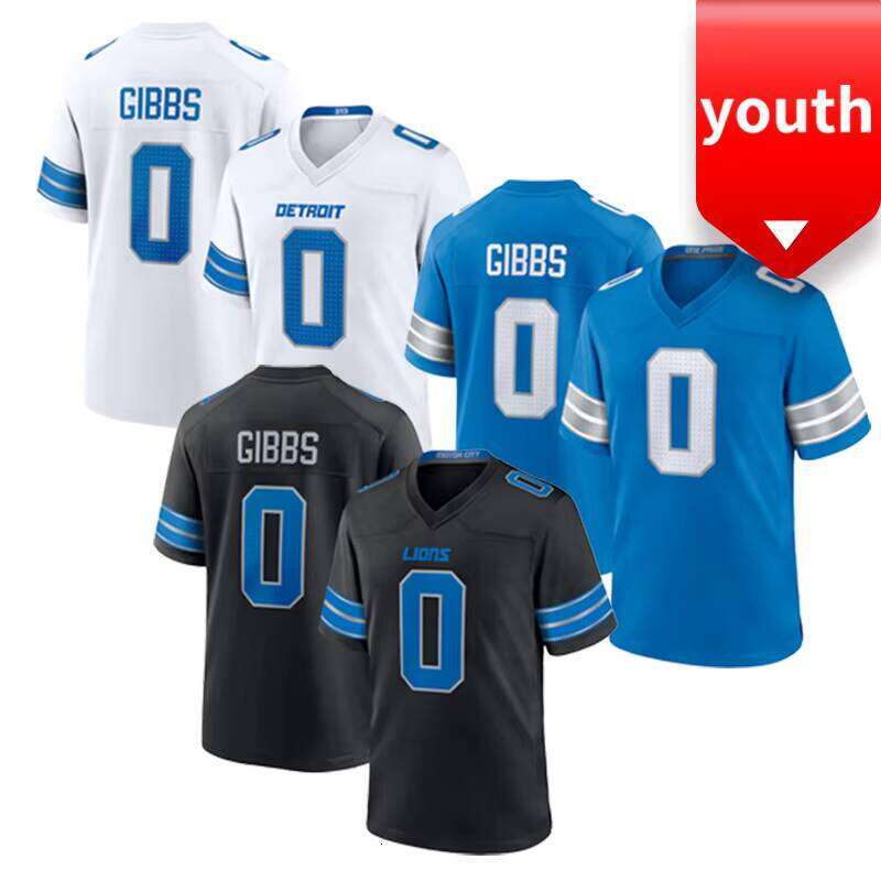 2025 New Designs Youth American Football Shirt 0#Gibbs High Quality Embroidery American Football Jersey Breathable Quick-drying