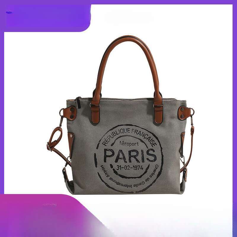 Lazy canvas casual large capacity women's commuting crossbody single shoulder letter tote bag, 2025 versatile temperament, new trendy clothing in