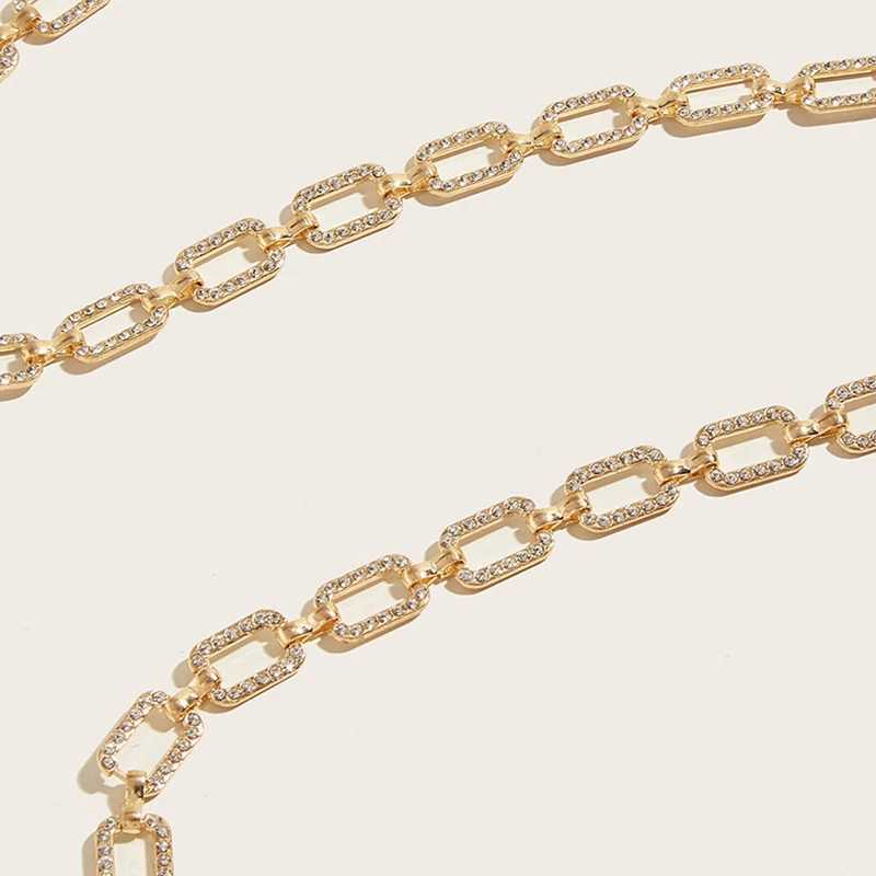 Wens rhinestone with metal ultra-thin waist chain high-quality Versatile dress fashionable with bright brides sparkling waist chain X250410