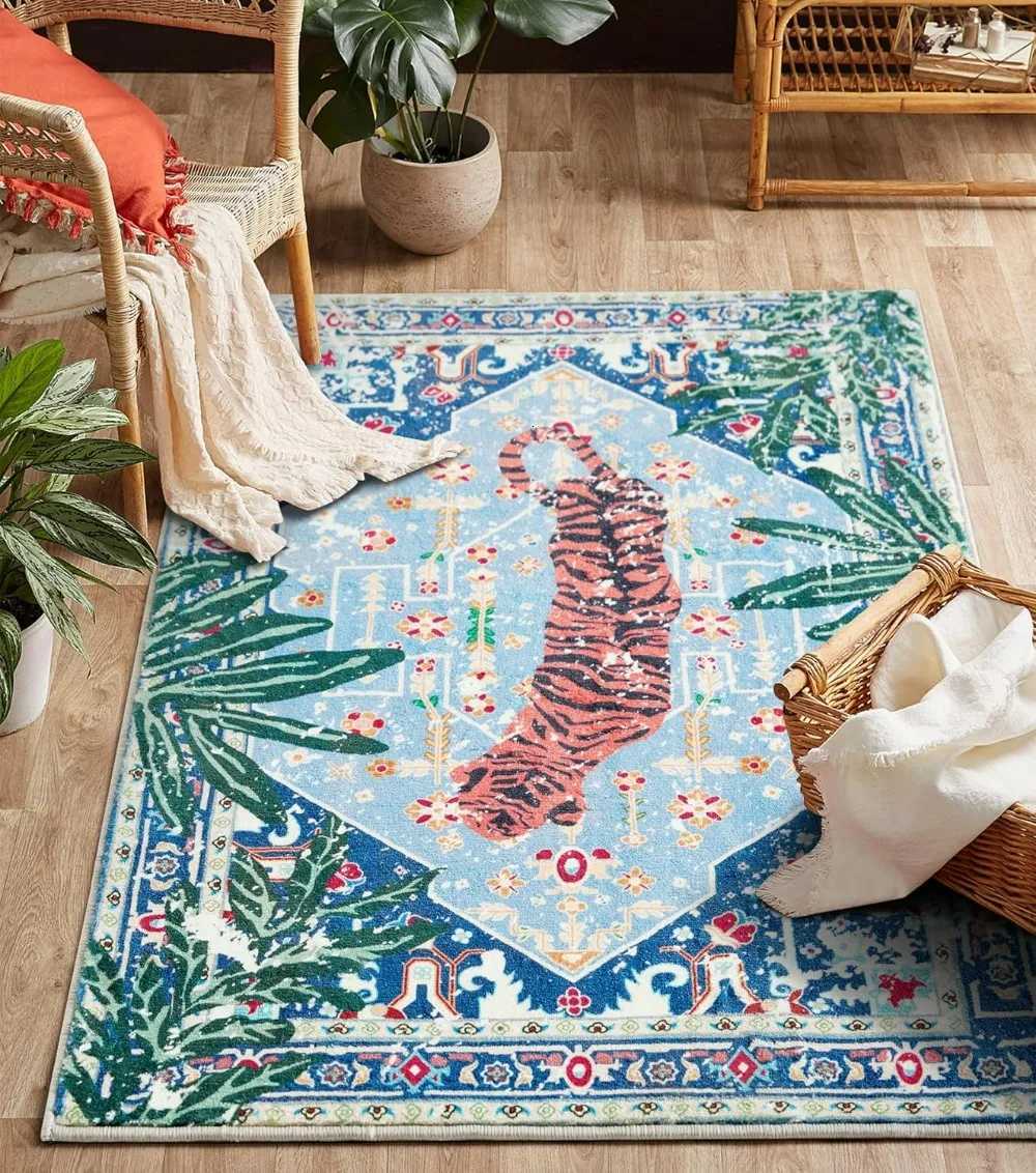 Boho Vintage Tiger Tropical Jungle Area Rugs Accent Oriental Carpet for Bedroom Kitchen Living Room Indoor Entrance Doormat Y251110