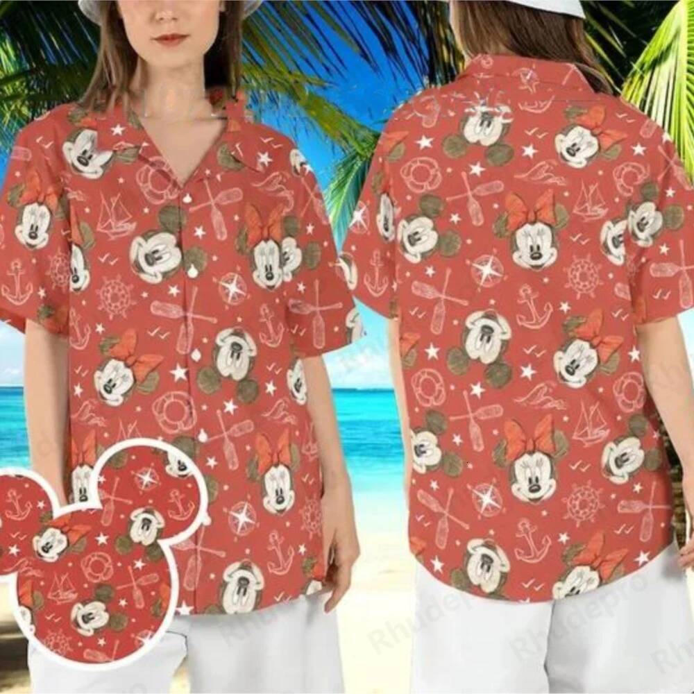 Ddmytues Summer Classic Hawaiian Steamboat Willie Cruise Hawaii Men Women's Casual Short Sleeved Shirt