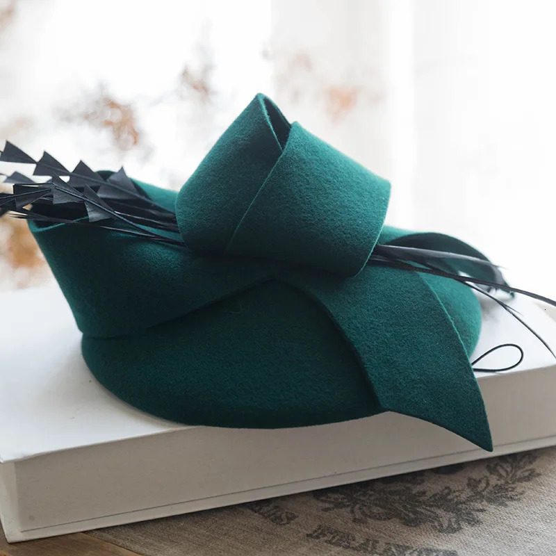Lady Chic Fascinator Irregular Pillbox Cap Fashion Cloche Hats Woman Felt Beret Party Formal Fedora Church 100% Wool Headpiece 250409