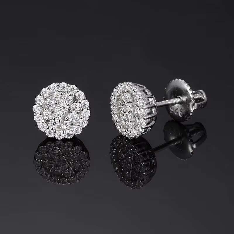 Luxury 925 Sterling Silver Moissanite Earrings Simple Round Earring Accessories Design Fashionable Wedding Earrings Jewelry