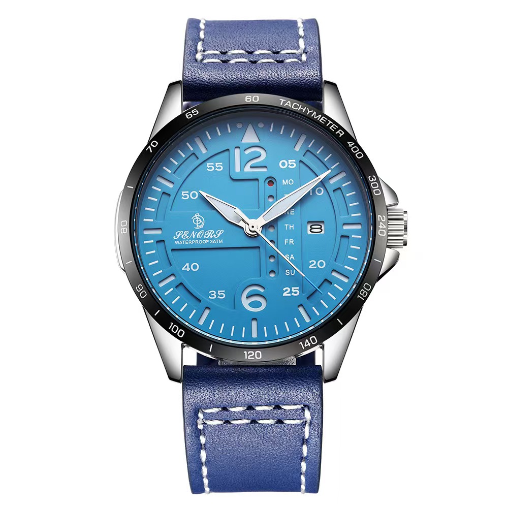 Elegant Timepiece: Unisex Designer Leather Band Caliber with Two-Tone Finish, Military Precision Accurate Hands