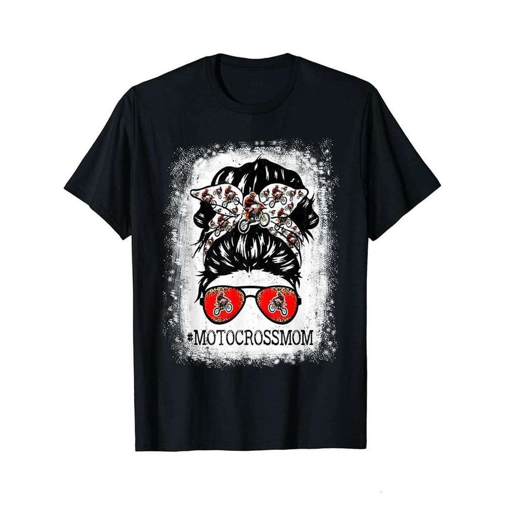 Designer T shirt Motocross Mom Messy Bun Hair Player Mom Mothers Day - 220g T shits