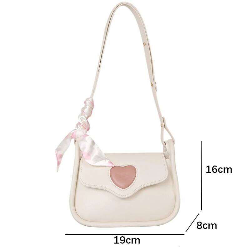 Cute Love Heart Women's Small Square Shoulder Bags Fashion Female Messenger Bag Simple Ladies Crossbody Purse Handbag With Scarf