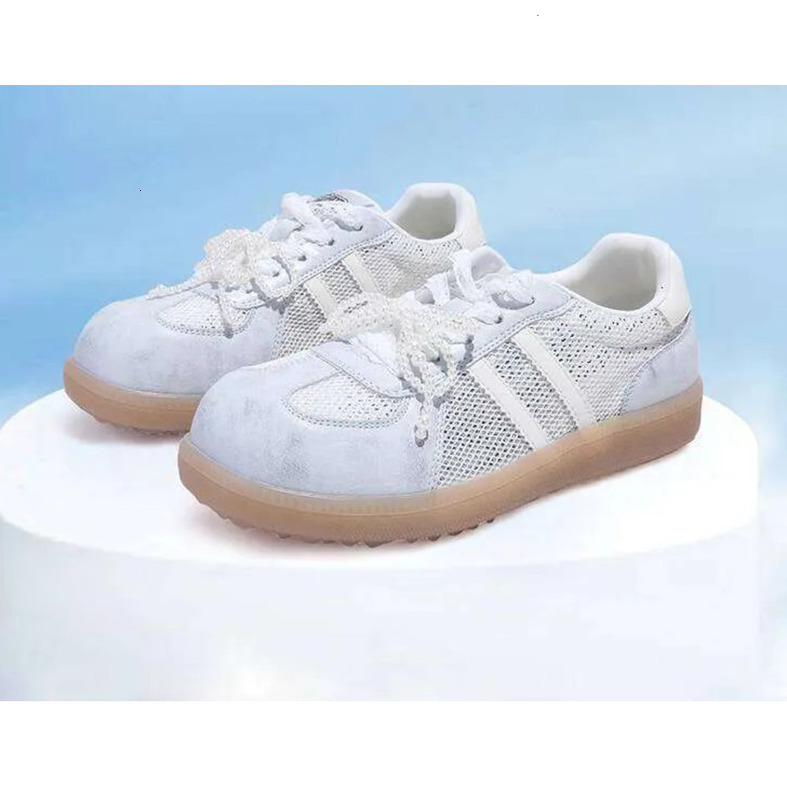 Jifffly Women's Training Shoes 2025 New Fashion Versatile Thick Sole Breathable Lace Mesh White Sneakers