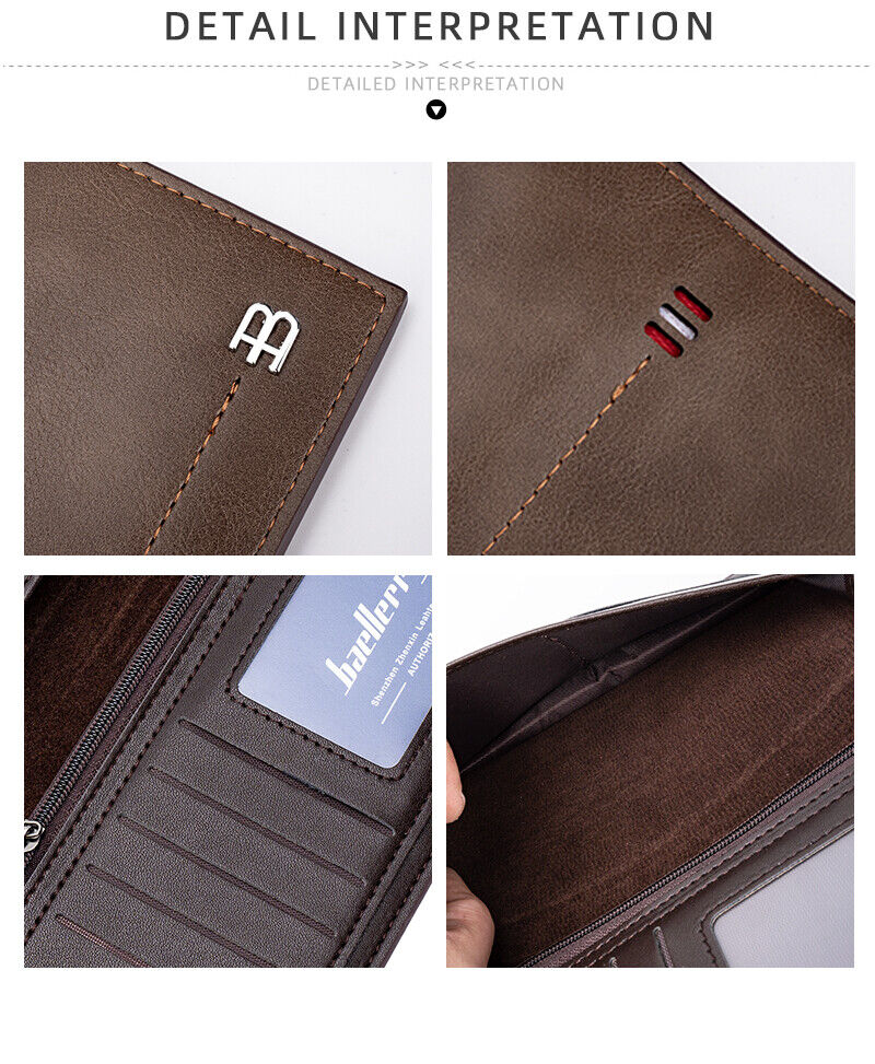 Slim Credit Card Holder Zipper Pocket Long Wallet Men with Phone hot Slot and Clear Window for Photo