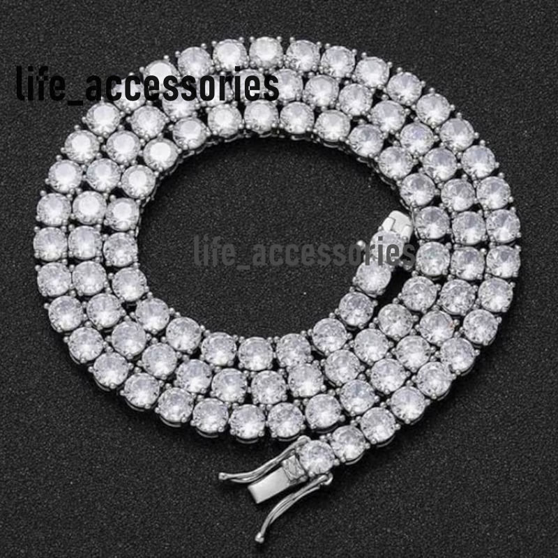 VVS Iced Out Hiphop Gold Plated 5mm Tennis Necklace 925 Sterling Silver Bling Moissanite Tennis Chain