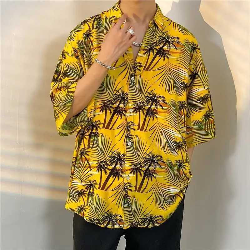 Tiki Hawaiian Mens Summer Casual Button Collar Beach Short sleeved Shirt X250410