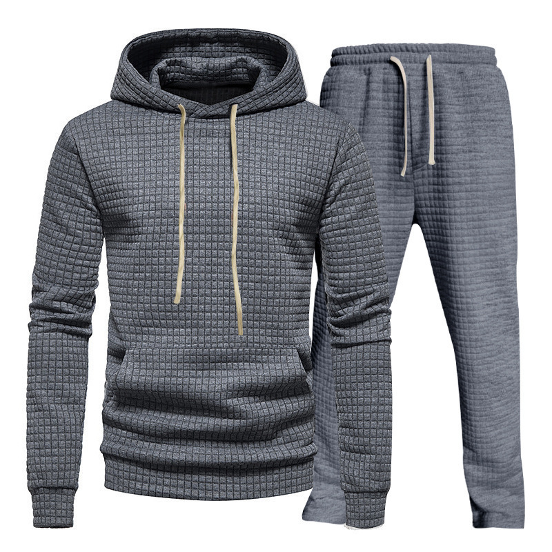 2025 Spring and Autumn Mens Set Long Sleeve Casual Jacquard Hoodie Set Sportswear