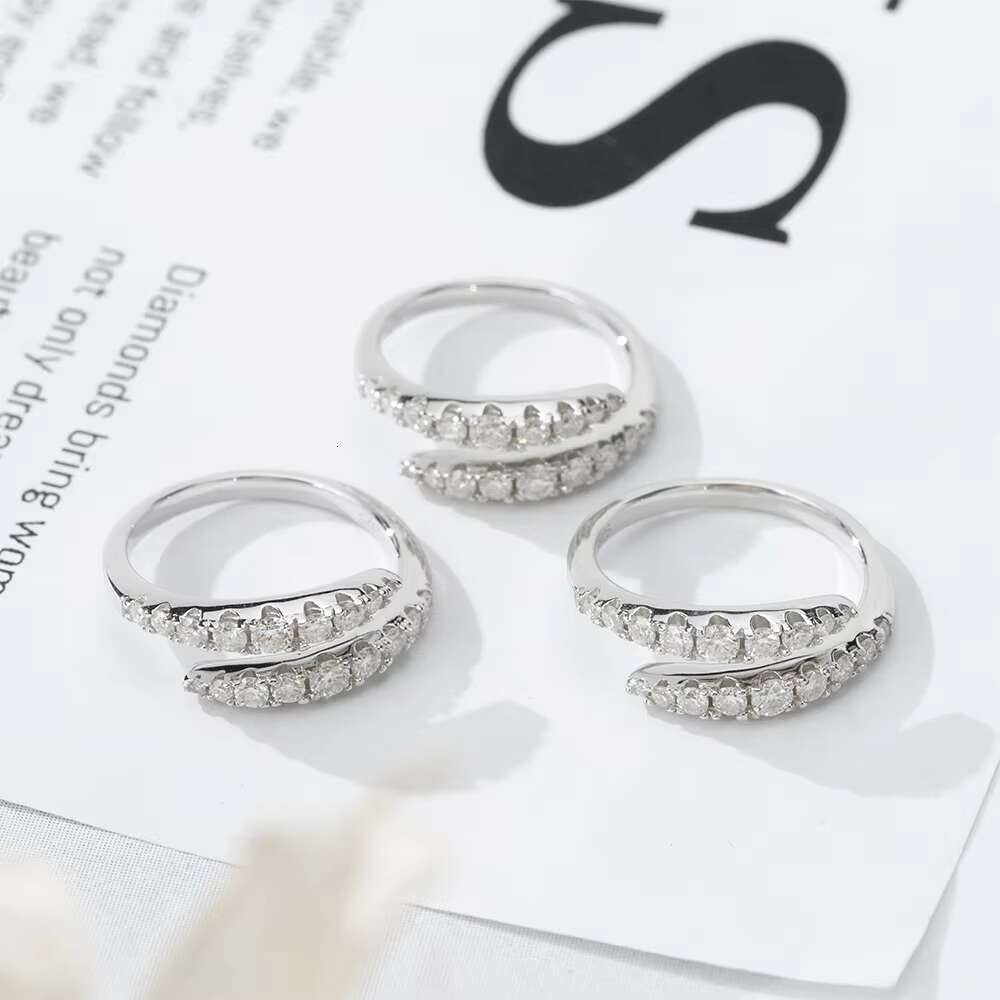 Spiral DNA Silver Promise Girls Luxury Design Mood Rings Sterling Silver Moissanite Wedding Ring