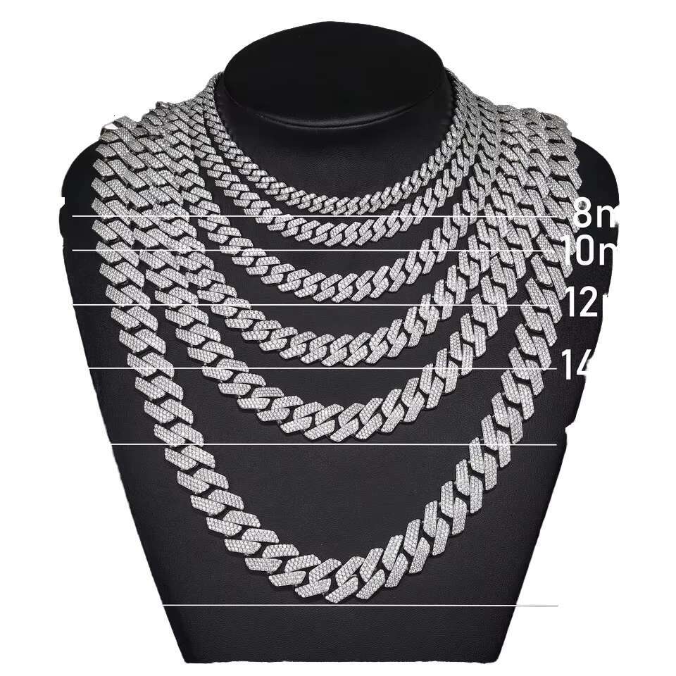 High Quality Cubana Hop Jewelry 6-20mm Sterg Sier VVS Moissanite Iced Out Cuban k Chain Necklace for Men