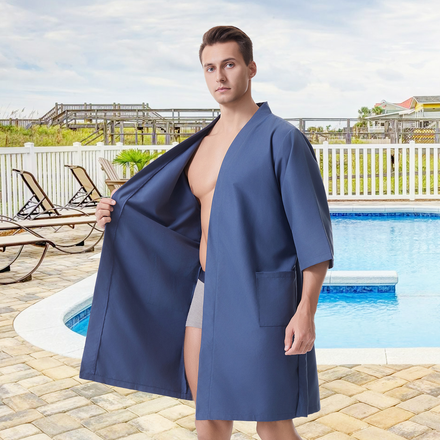Mutao Microfiber Changing Robe with Adjustable Waist Tie - Long Sleeve Lightweight Quick-Dry Towel Bathrobe for Home Spa, Beach & Camping, Multiple Co