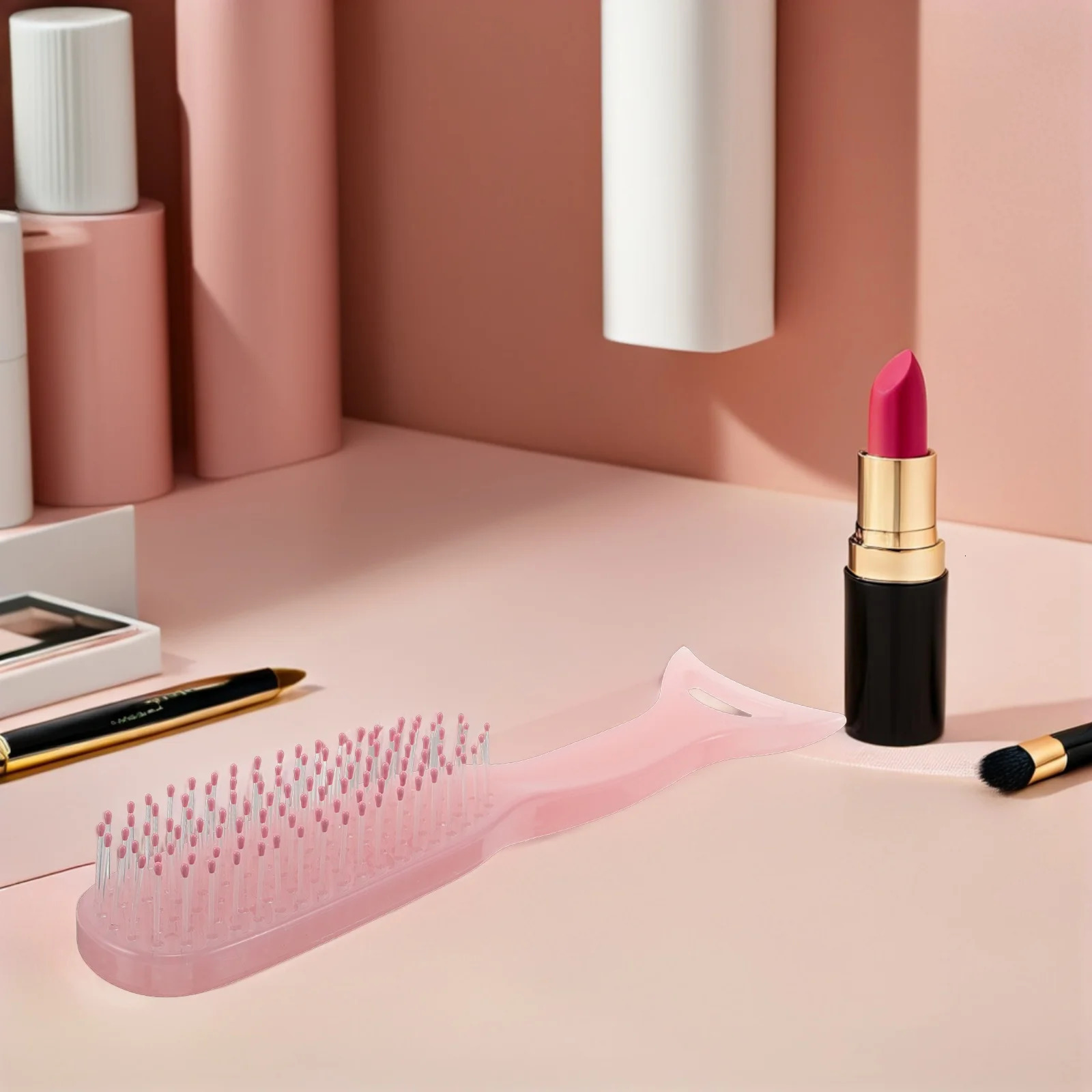 Mermaid Hair Comb Pink Nylon Bristles Anti-Static Detangler Massage Scalp Brush Hair Styling Tool Women Massage Comb 251107