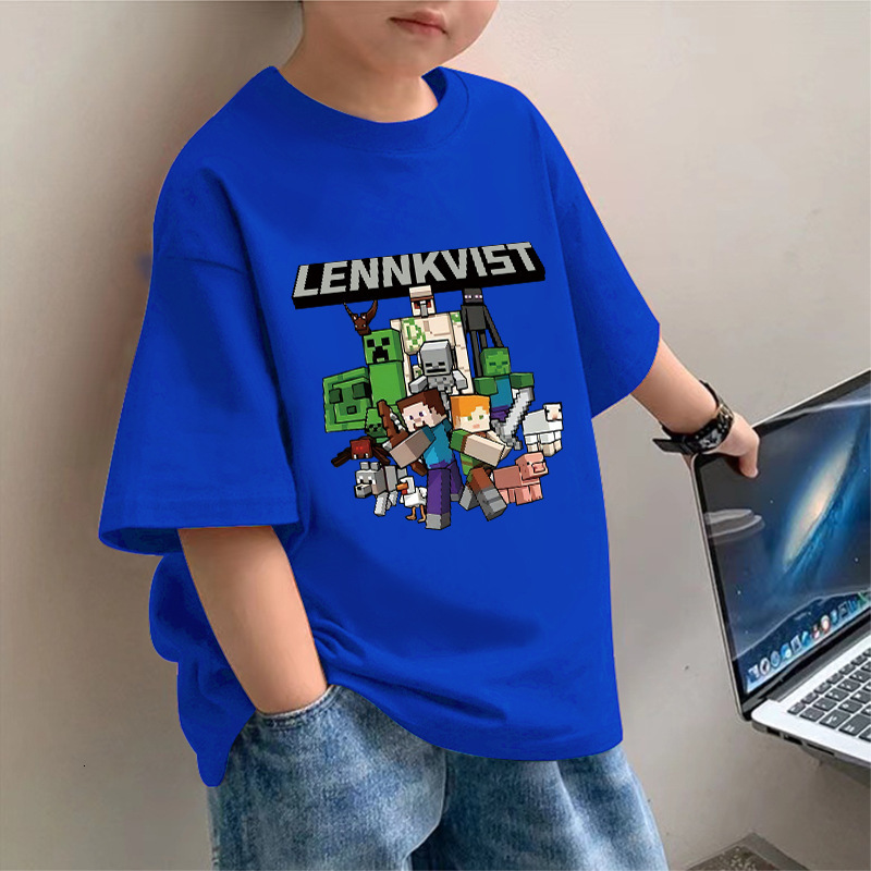 GS- Ddmyshoesvip Cotton New Boys Short Sleeved T Shirt For Summer My World Print Fit Trend Mid Size Children S Loose Top