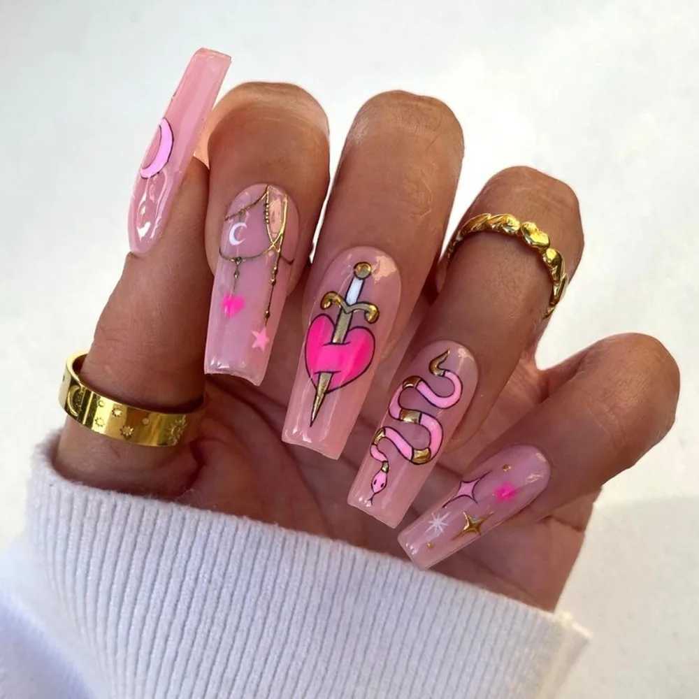 According to the nail length ballet nail fashion Valentines Day Rhine stone wearable fake nail manipulation tool full set of fake nails W250410