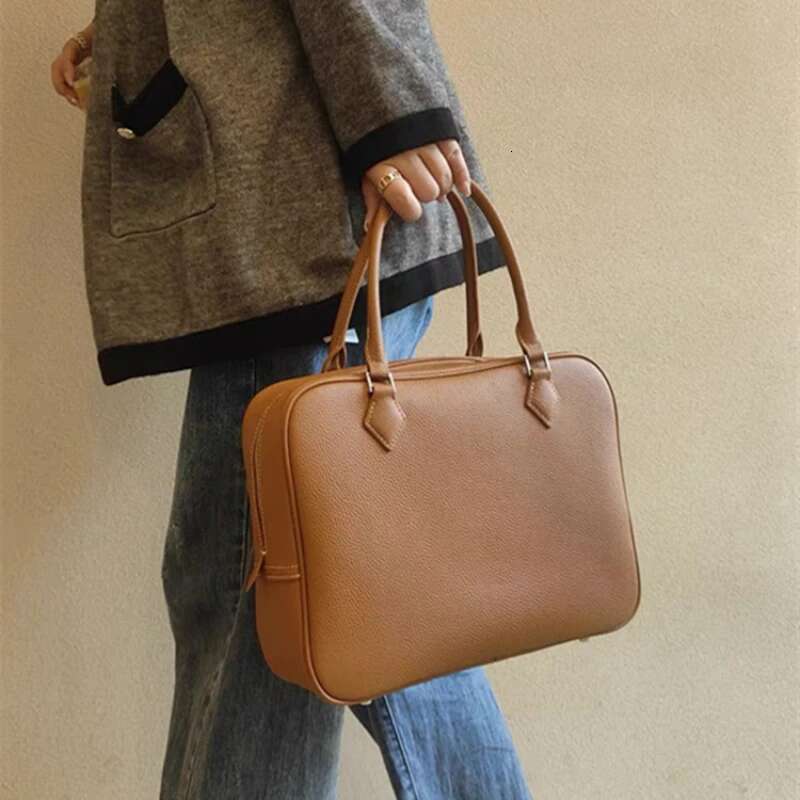 Women's Designer High Quality Cowhide Feather Tote Large Capacity One Shoulder Crossbody Bag Business Briefcase