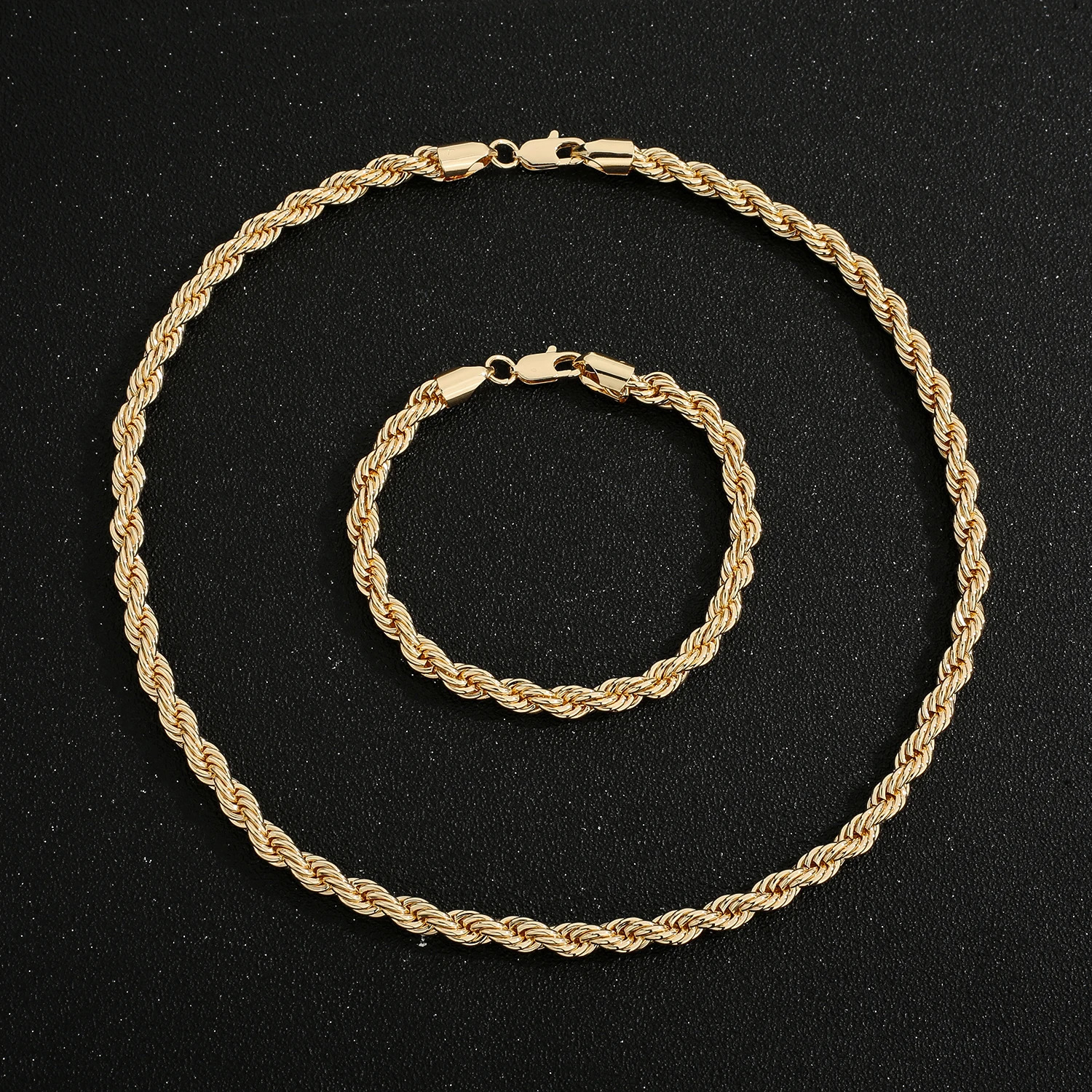 Vct 4Mm/6Mm/8Mm/10Mm Rope Chain Bracelet and Pendant Necklace for Men and Women 14K Gold Plated Jewelry Wholesale 251110