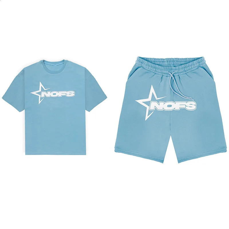 2025 Mens Clothing Fashion Letter Graphics T-shirt Men Hip-hop Punk Y2K Summer Short Sleeve American Street Tops Shorts Set 250407