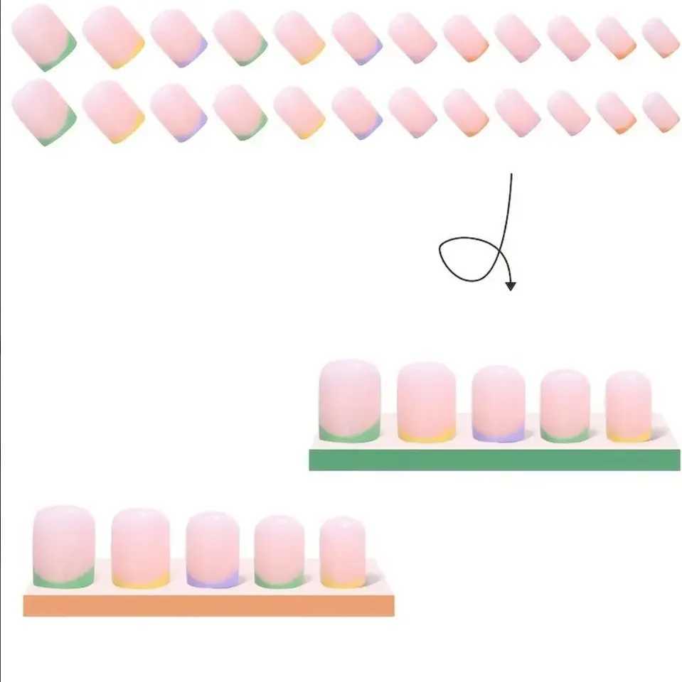 Square pressed nails short fake nails French pointed colored adhesive nails 24 smooth acrylic nails suitable for women and women W250410