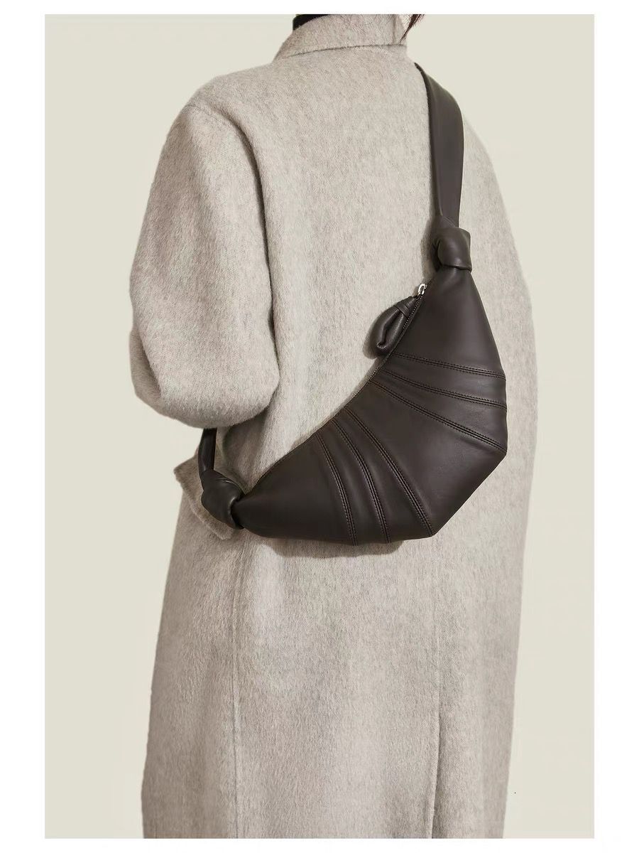 Sheepskin solid color luxury handbag winter new unisex style designer bag cow horn bag genuine leather women's shoulder crossbody bag