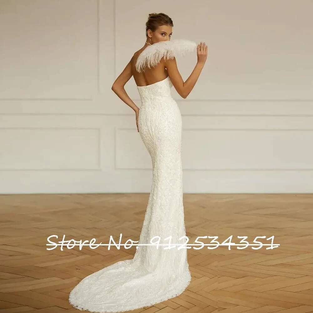 Gelik boat neck mermaid with detachable train sequins beads o novia vintage wedding dresses