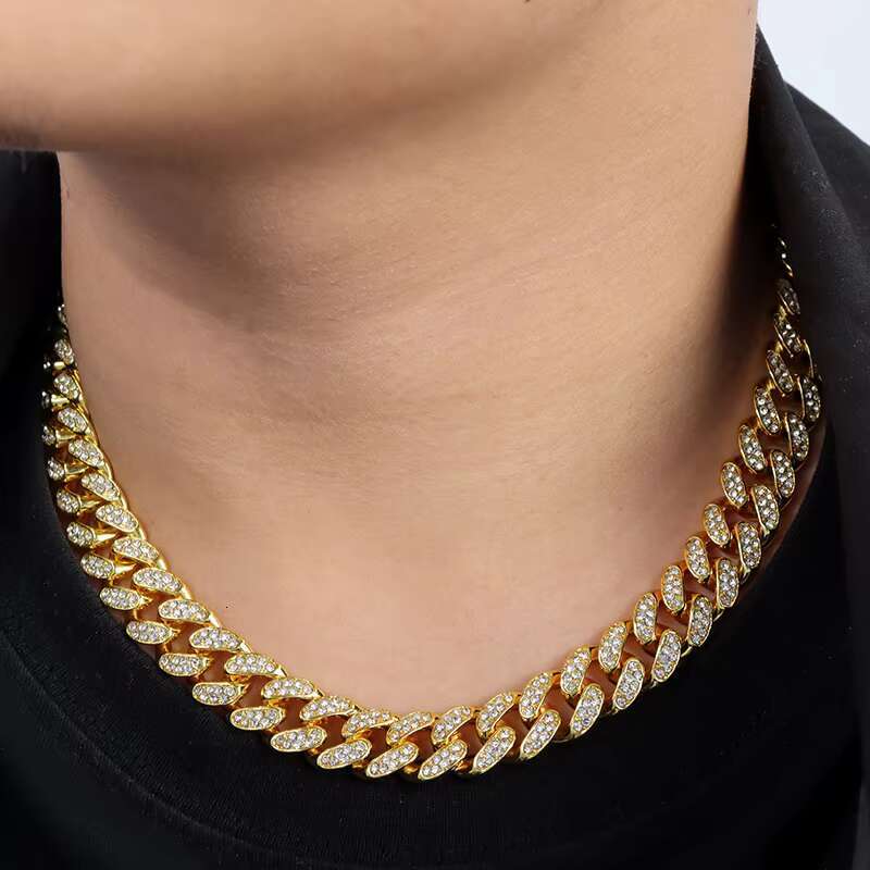 Premium Wholesale Sier Iced Cuban Necklace 12MM Multi-inch Gold Plated Fashion Body Chain Hip Hop Jewelry