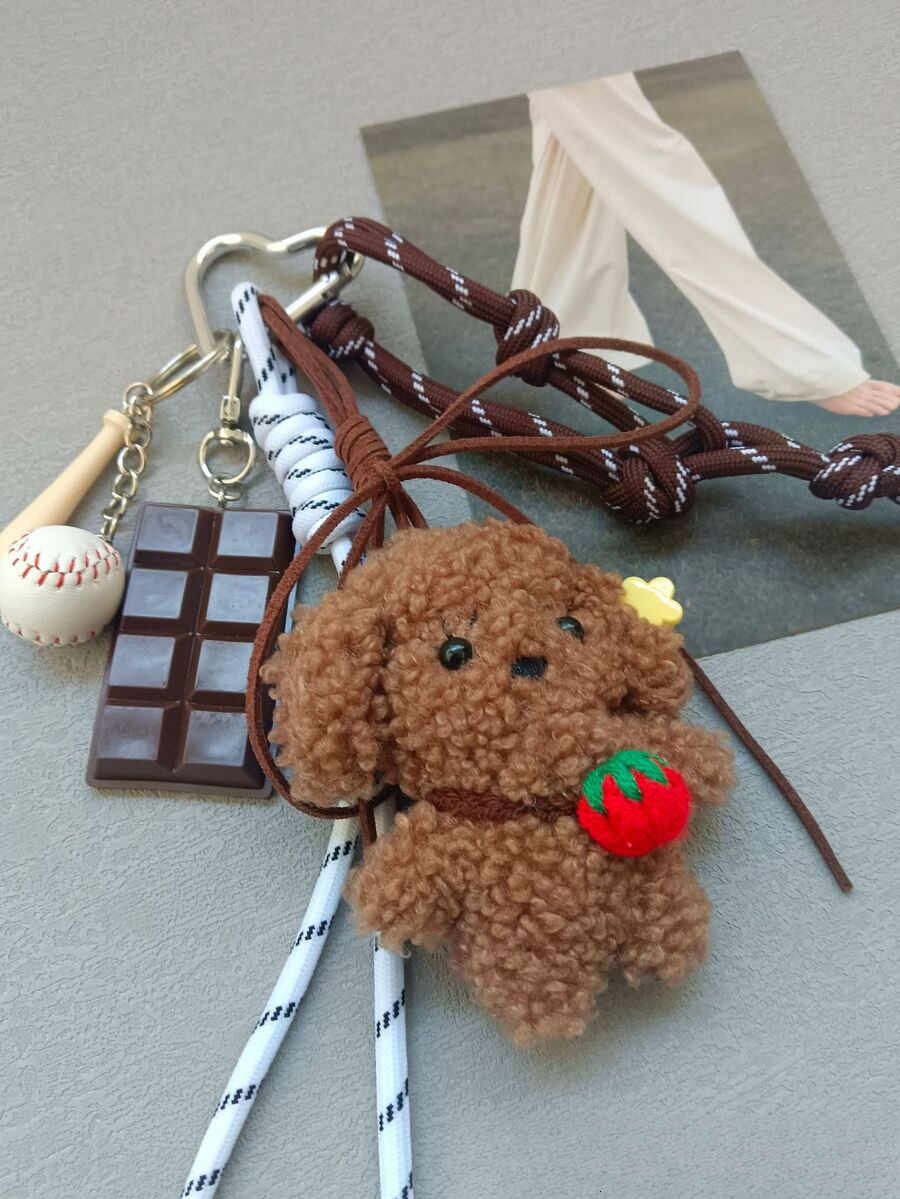 Bestseller Plush Bear Keychain Cute Hanging Decoration Car Keys, Phone, Bags - Adorable Puppy Pendant Gift for Girls & Women ddmytues