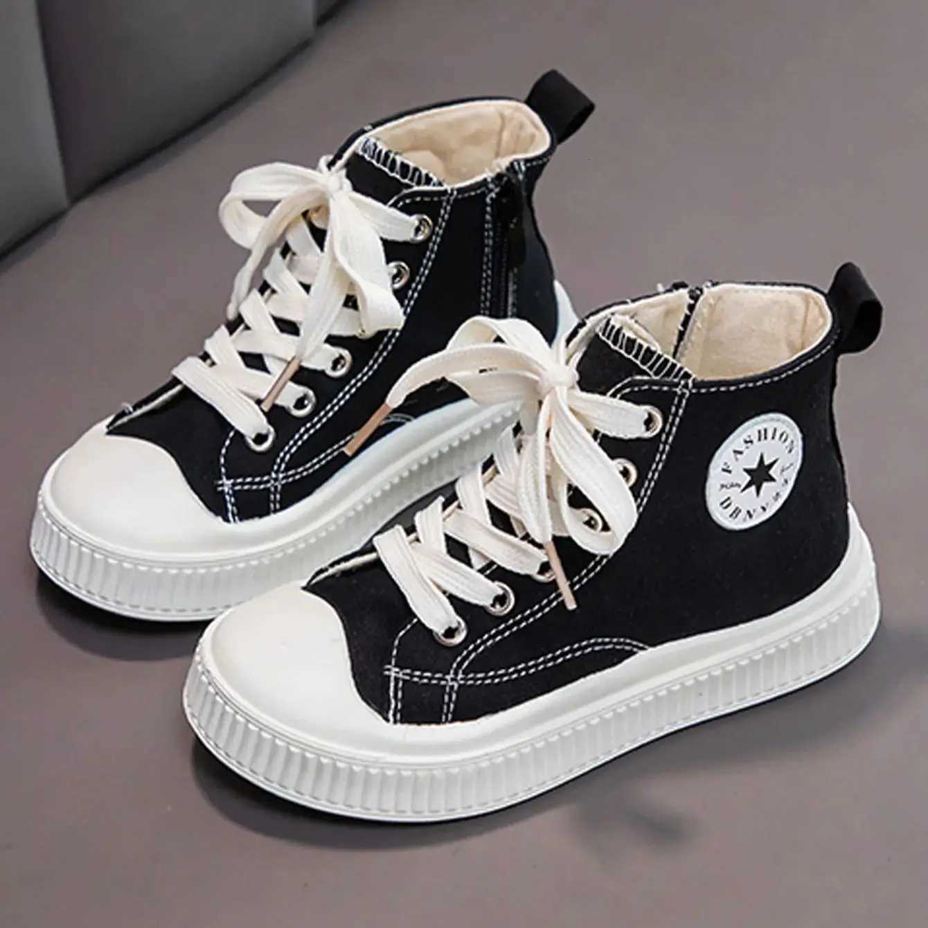 Childrens sports casual shoes boy canvas shoes zipper boots design girl campus student comfortable breathable suitable indoor oT251110