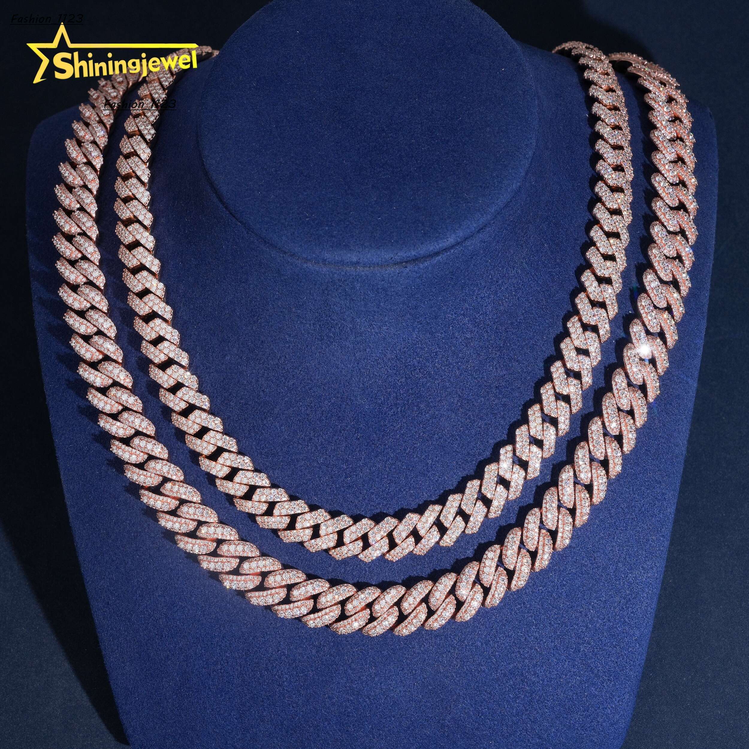 12mm 13mm Solid 925 Silver Diamond Cuban Link Chain Hip Hop Jewelry Iced Out Cuban Chain Moissanite Pass Diamond Tester