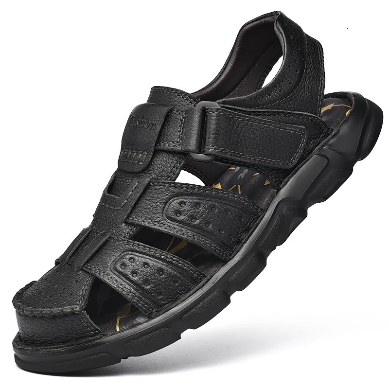 Mens leather casual shoes high-quality classic mens sandals summer outdoor walking mens sports shoes breathable mens sandals 250408