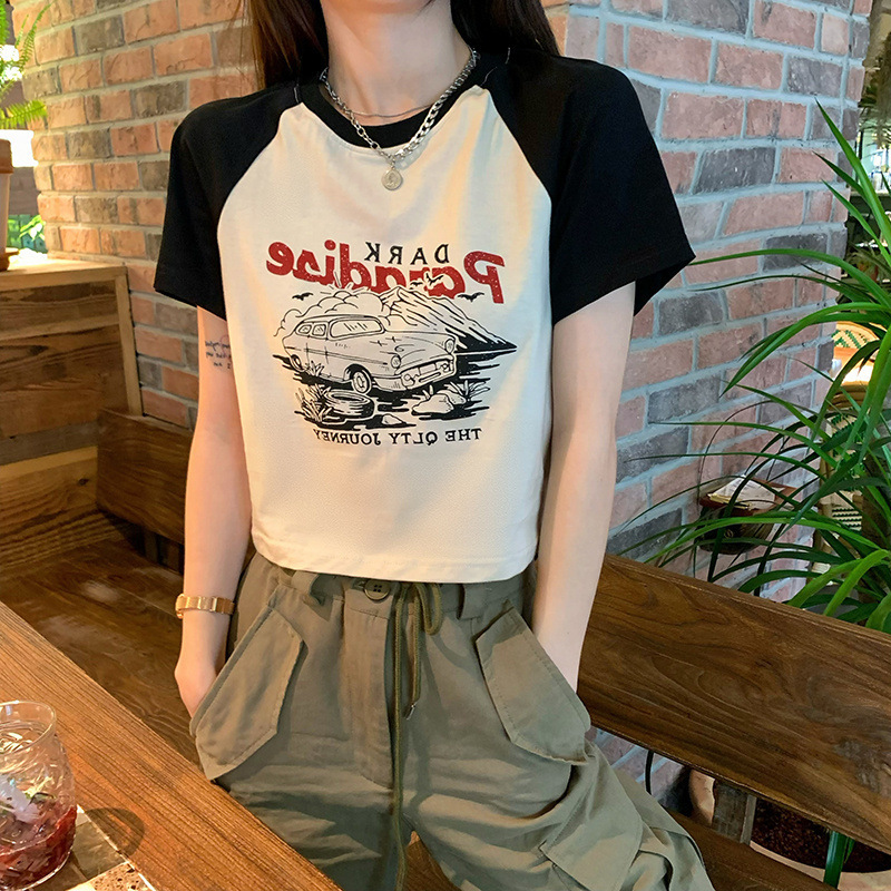 2025S Designer Women S T Shirt American Printed Sleeved T Shirt For Women S Summer Korean Version New Slim Fit Versatile Short Student Top Trend