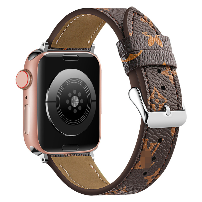 Designer Luxury Compatible with Apple iwatch 87654321 trendy brand straps Apple fashionable leather straps European and Stylish American big brand wristbands