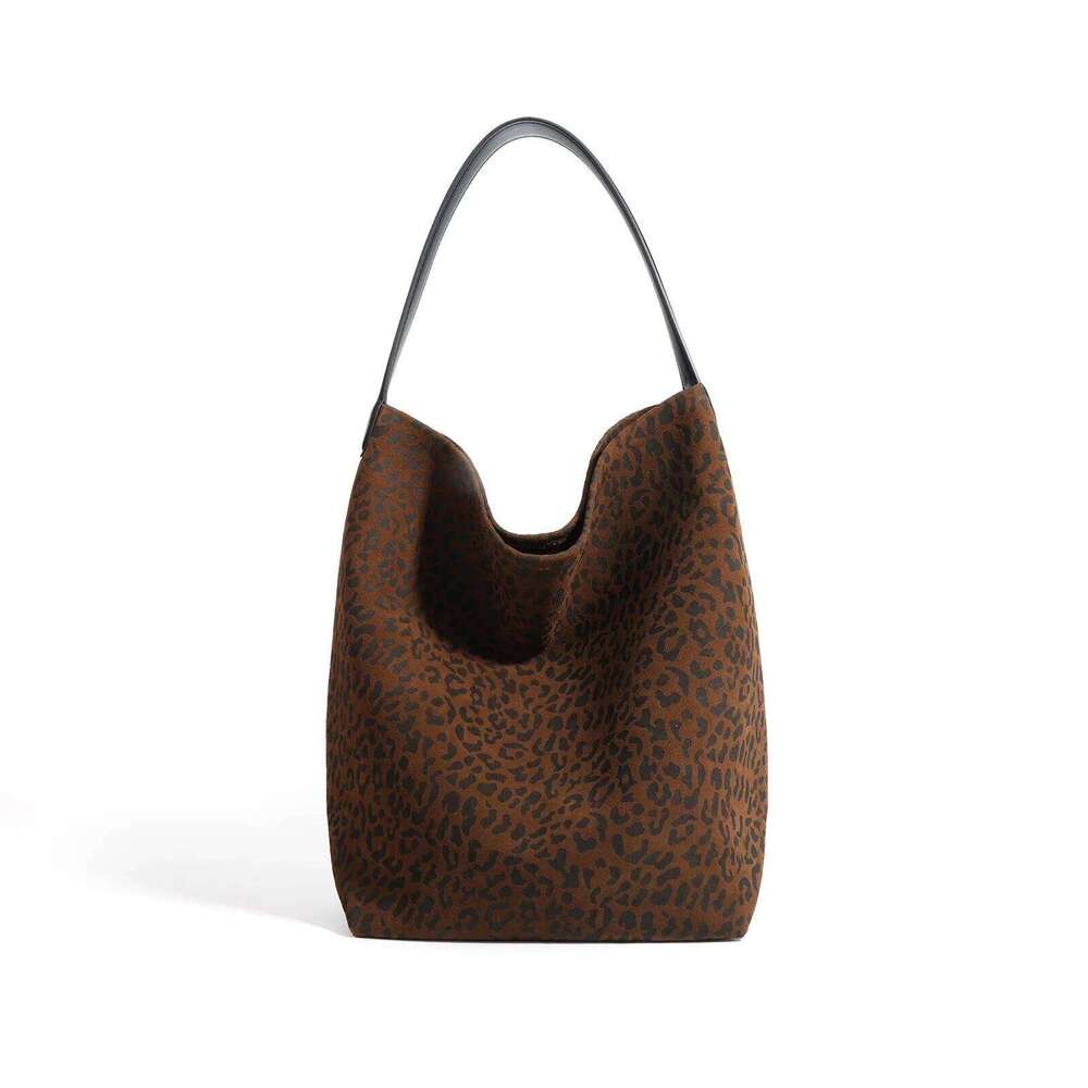 Vintage Women's Bag Suede Frosted Cowhide Bucket Tote Lazy Style Single Shoulder Handbag For Commuting Retro Fashion Work Purse St251110