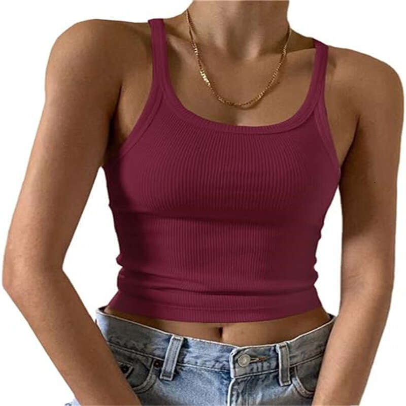 Cross-Border Amazon Camisole European and American Style Women's Summer Hot Girl Outerwear Thin Vest Crop Milk Silk Top