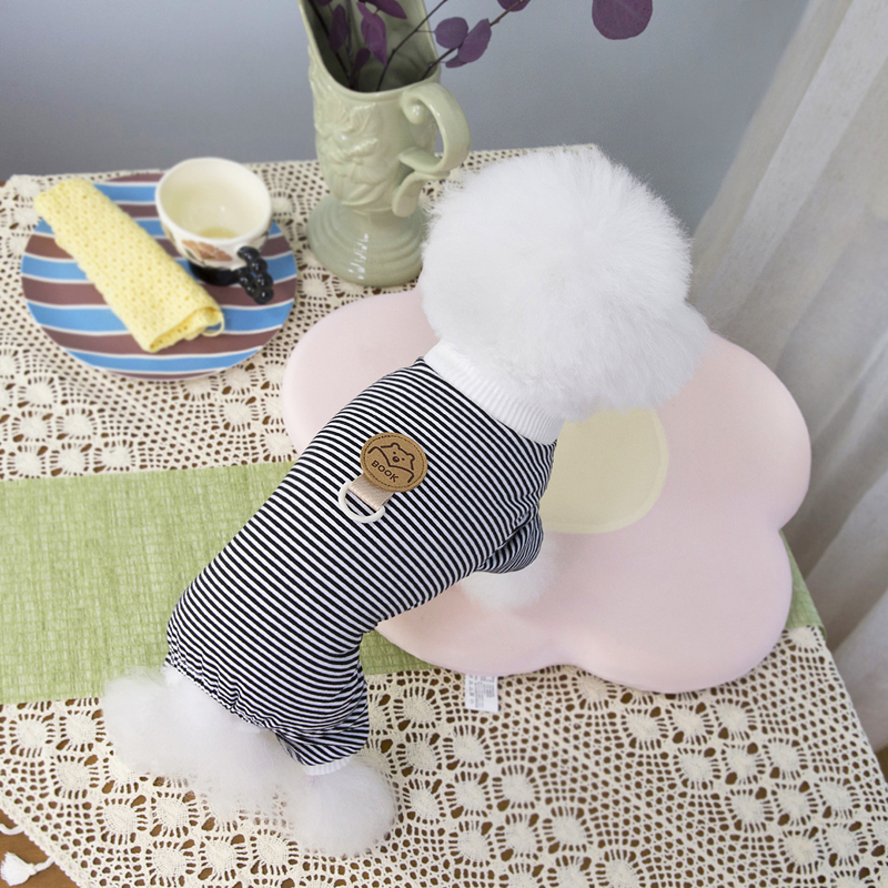 Fashion Small Dog Pajamas Stripe Pattern Dog Jumpsuit 4 Legged PJS for Boy Girl Dog Soft Breathable Summer Spring Cat Costume Puppy Clothes XL A63