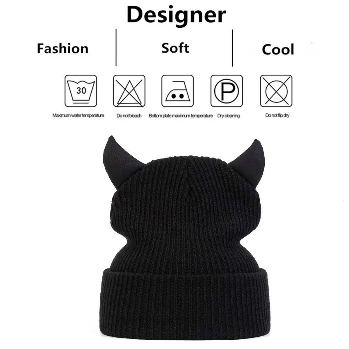 Unisex Personalized Bull Horn Beanies Winter Warm Hat Hip Hop Cap Beanie Hat Caps for Women MenXJ251110