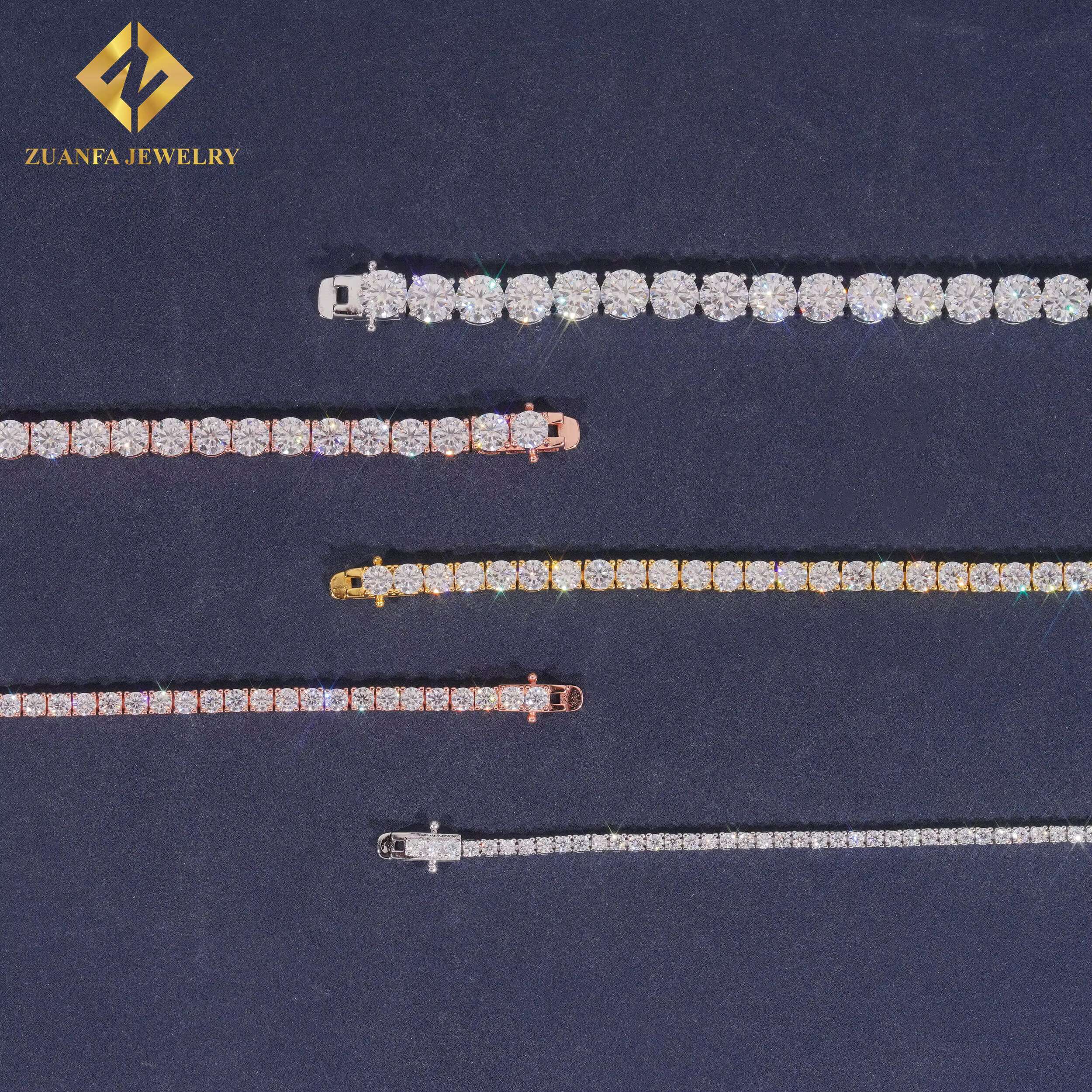 Hot Sale Sterg Sier Gold Plated Moissanite Dia Tennis Chain & Bracelet Large Store