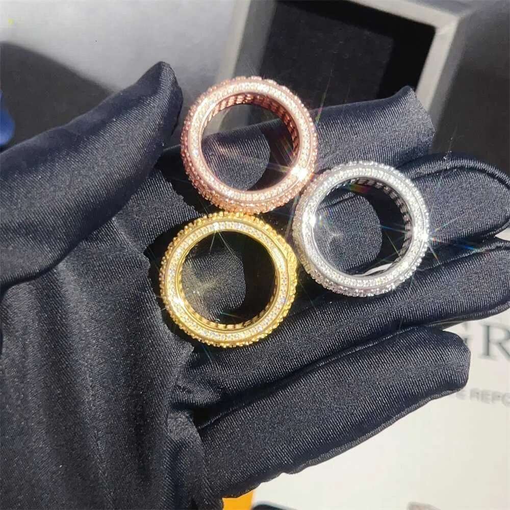 New Design Fully Iced Out Moissanite Dia Sterg Sier Hip Hop Men Eternity Ring