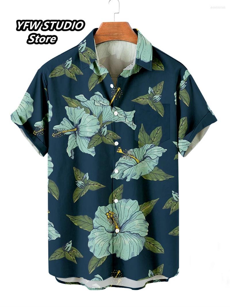 Men's Casual Shirts Hawaiian 3D Printed Shirt Vacation Short Sleeve 2025 Summer Beach Style Collar Button Up