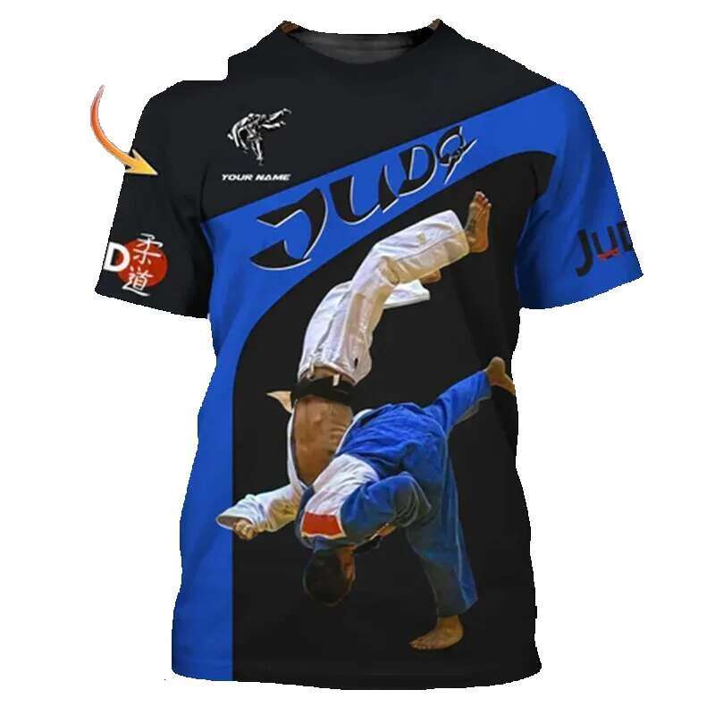 Judo fans 3D print fun for men, Fiers Train loose round neck Japanese T-shirt, Jujutsu fashion trend T-shirt customization