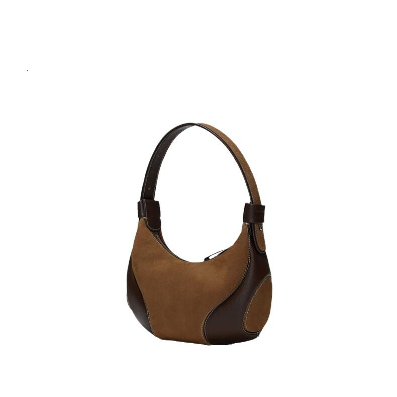 Winter New Luxury Handbag Underarm Bag Crescent Bag Designer Bag Women's Crossbody Bag Suede Leather Splicing Women's Shoulder Bag