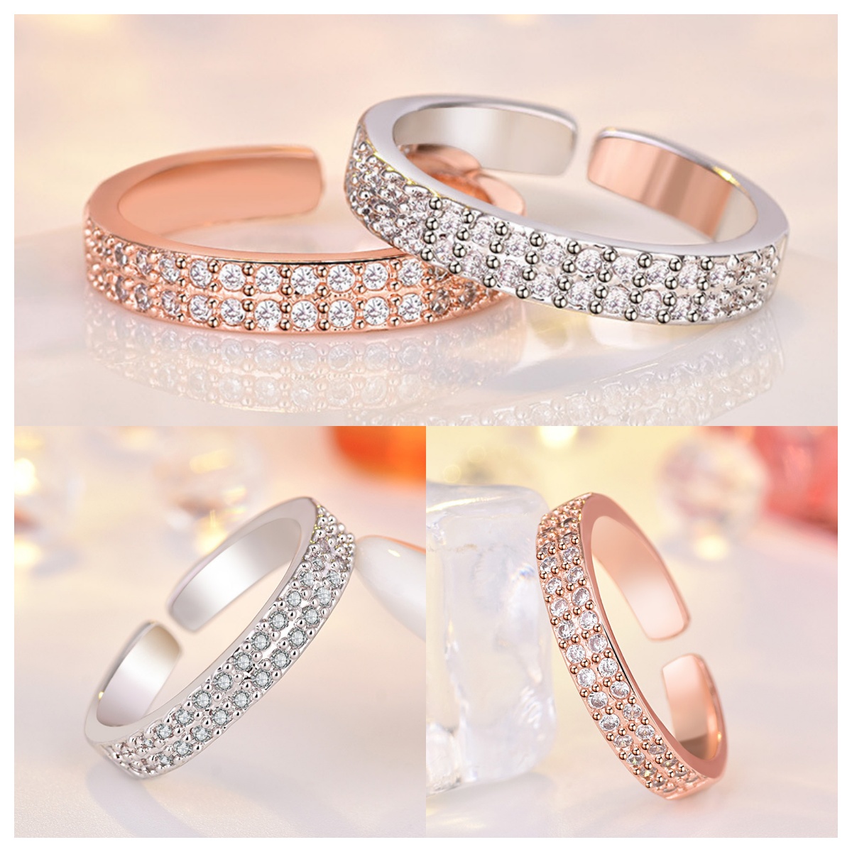 High quality designer diamond ring ringsdesigner for women engagement men love ring rings Diamond-encrusted adjustable women's ring Double-row fu